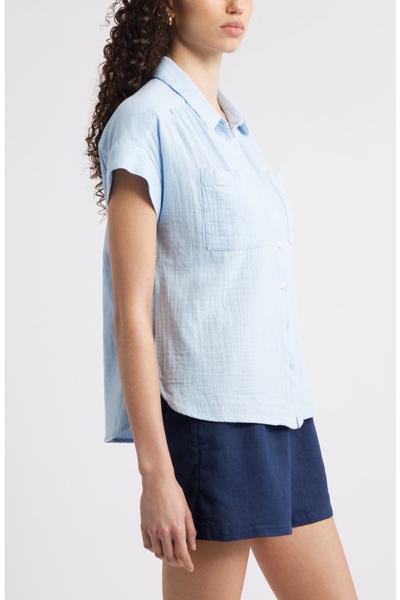 Cotton Gauze Button-Up Shirt, Alternate, color, BLUE WINDSURFER