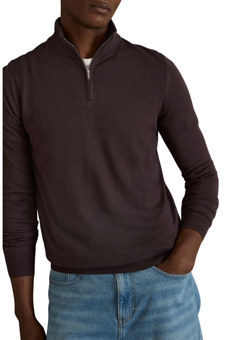 Blackhall Quarter Zip Wool Sweater, Main, color, DARK BORDEAUX