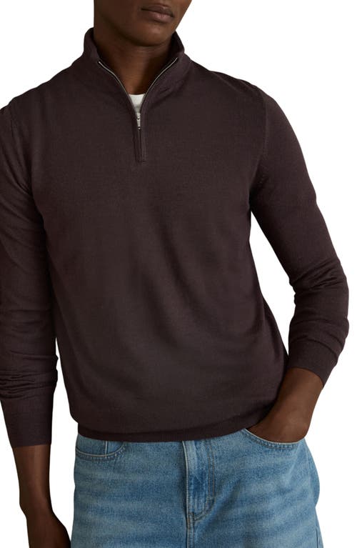 Reiss Blackhall Wool Quarter Zip Pullover In Brown