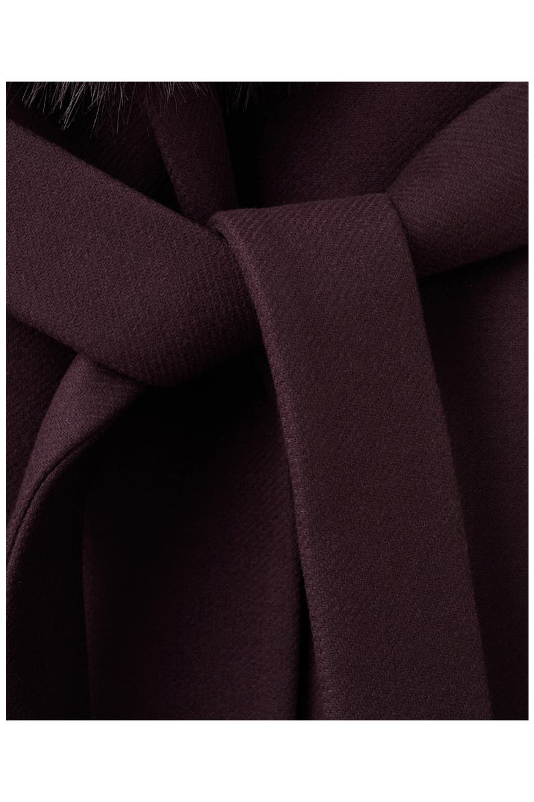 Manteco Belted Longline Trench Coat with Removable Faux Fur Collar, Alternate, color, MAROON