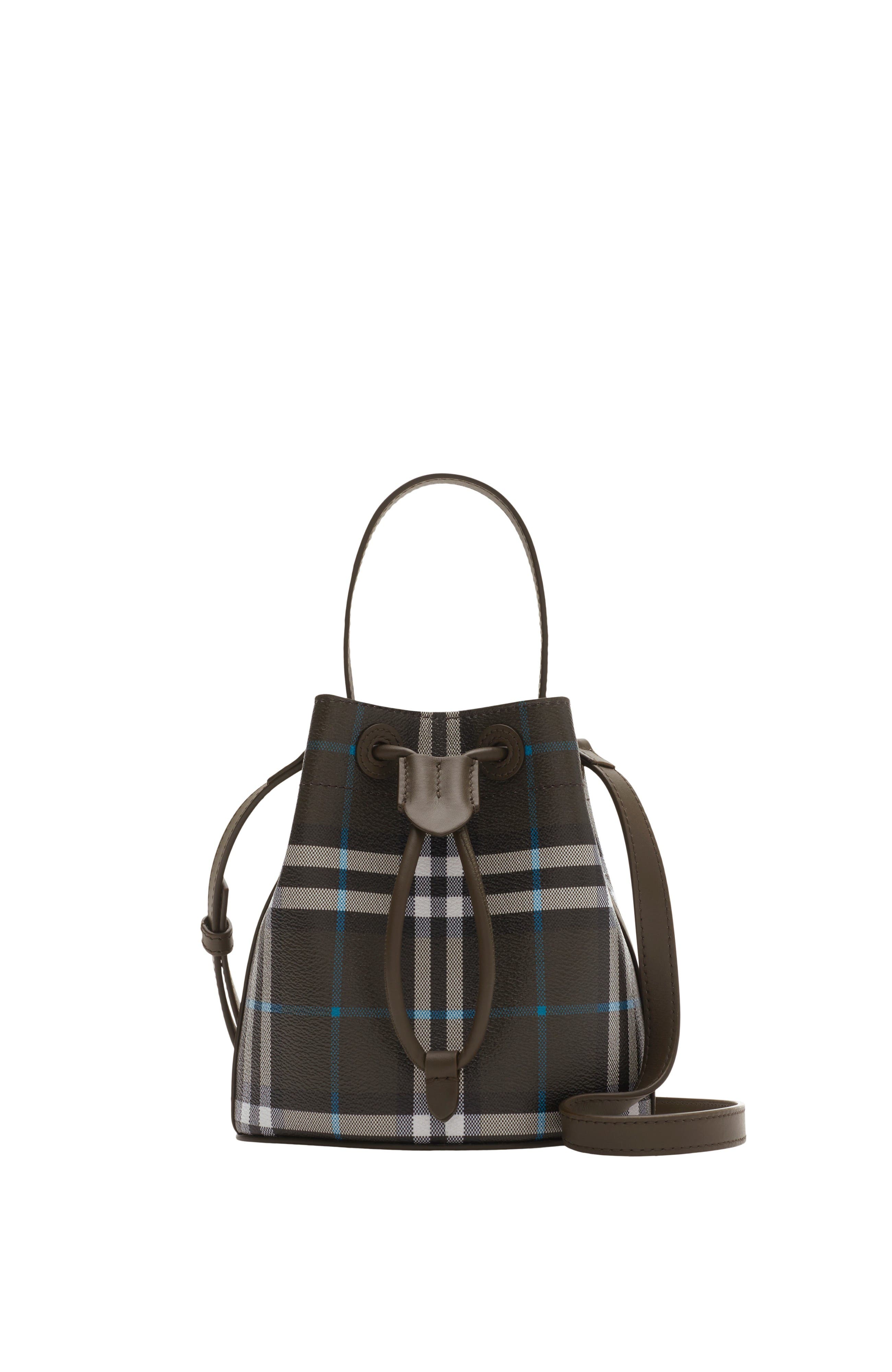 Burberry Mini Check Bucket Bag, Main, color, 