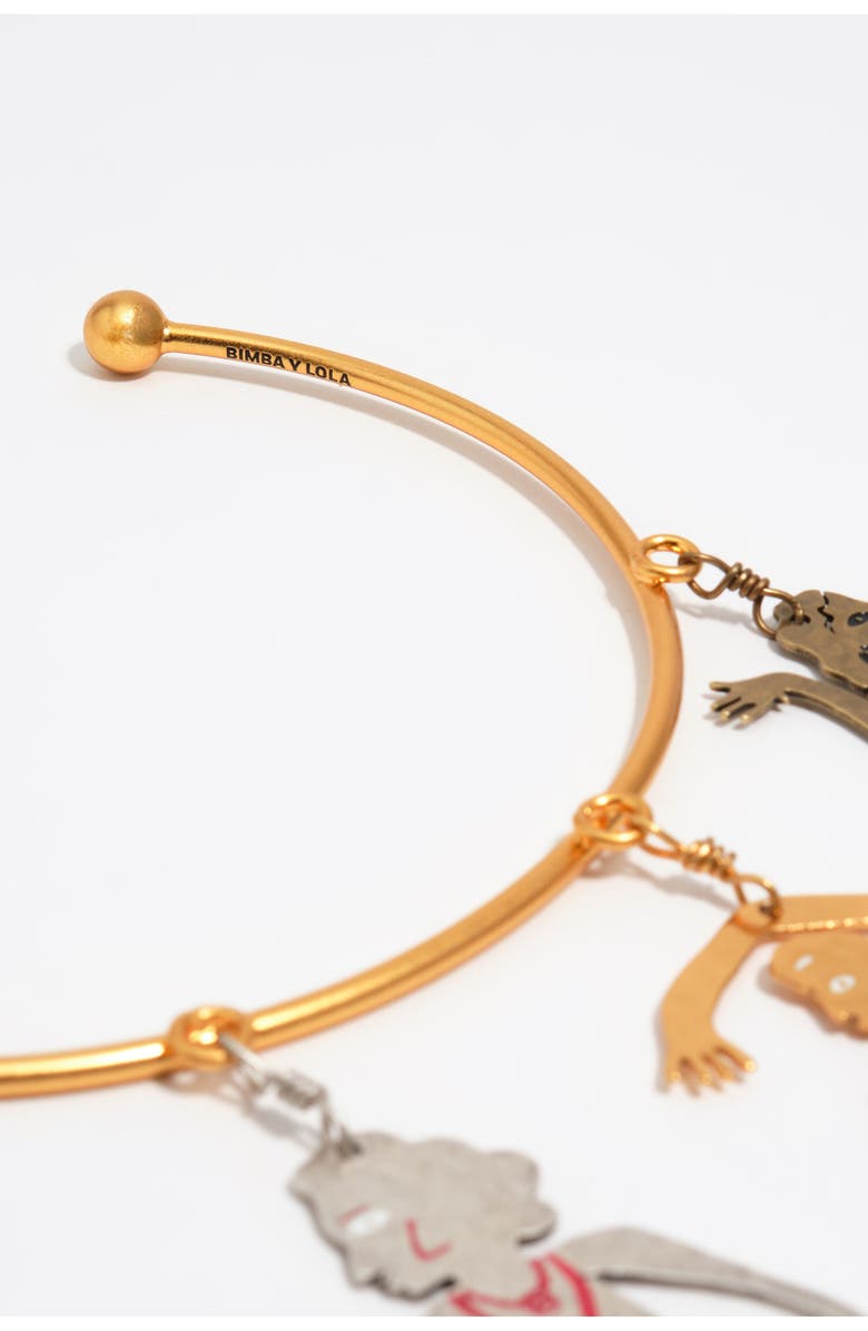 Bimba y Lola Choker Necklace With Tricolor Metal Silhouettes, Alternate, color, Gold