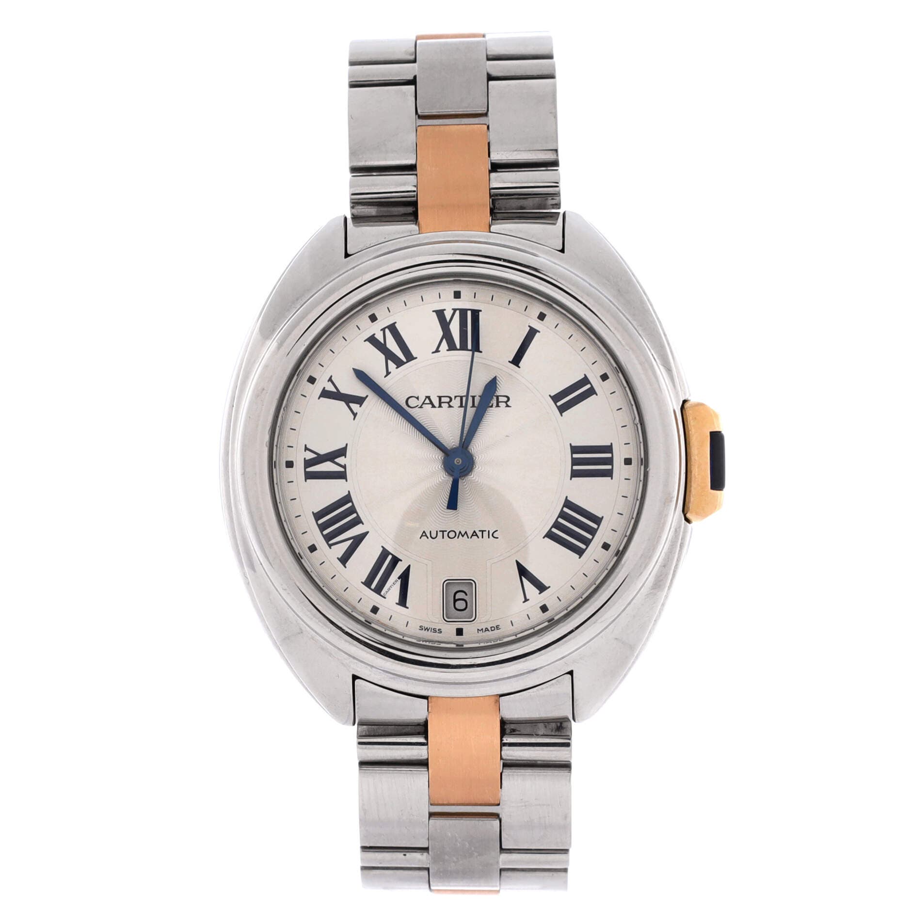 Cle de Cartier Automatic Watch Stainless Steel and Rose Gold 35, Main, color, Metallic Gold
