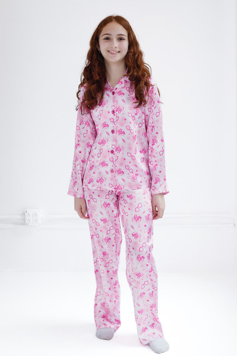 Pajama Shirt and Pants Set, Alternate, color, Mottled Pink