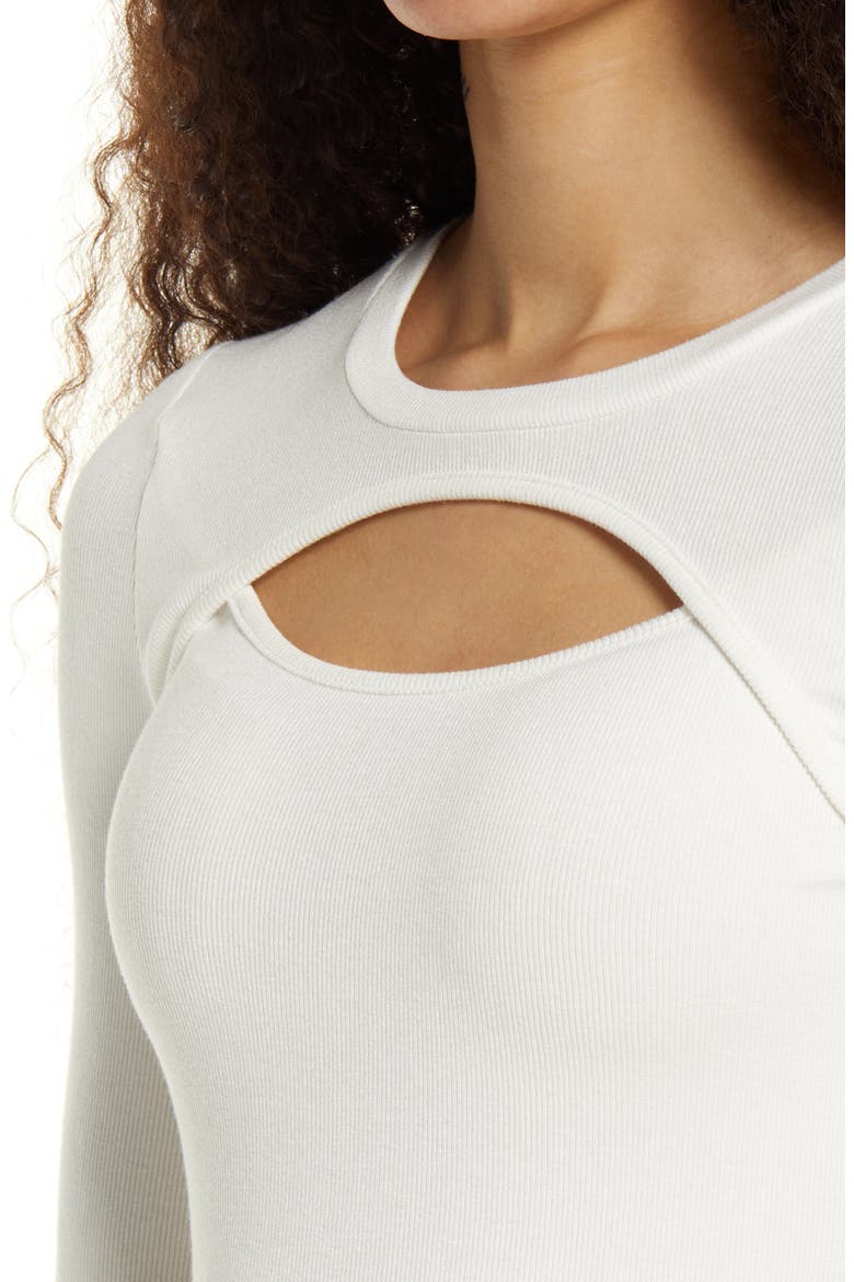 Flirty Little Secret Cutout Ribbed Top, Alternate, color, WHITE