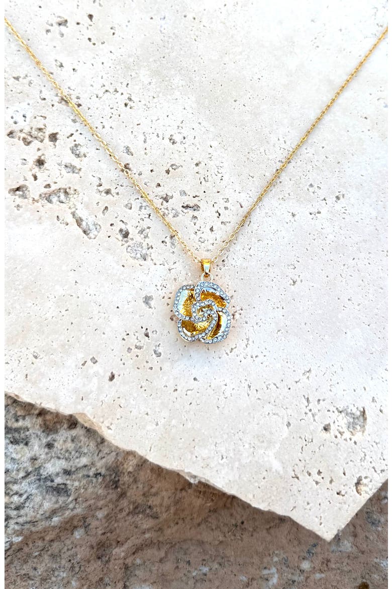 Cubic Zirconia Flower Pendant Necklace, Alternate, color, GOLD