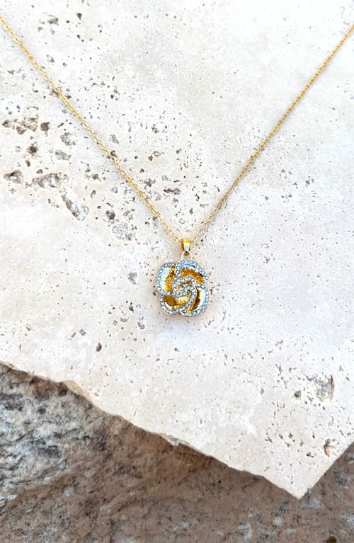 Adornia Plated Crystal Encrusted Flower Pendant Necklace In Gold