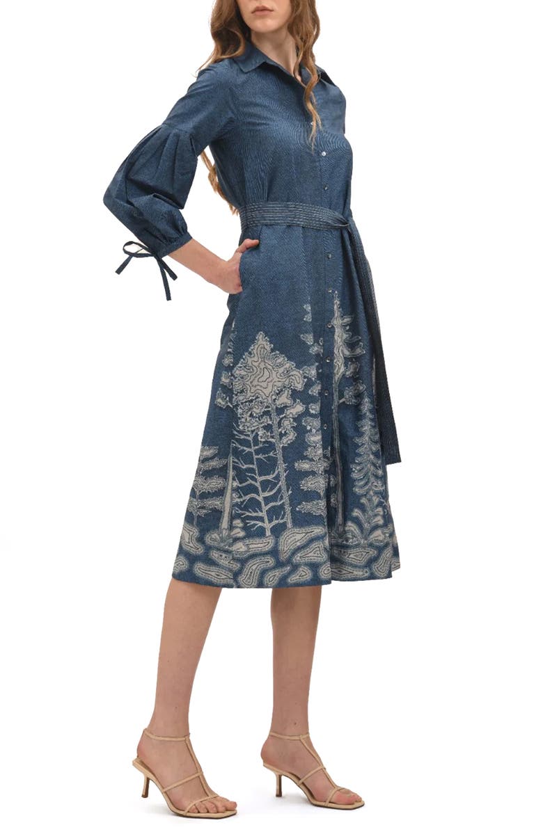 Celina Moon Alicia Midi Shirtdress, Alternate, color, Blue/ White