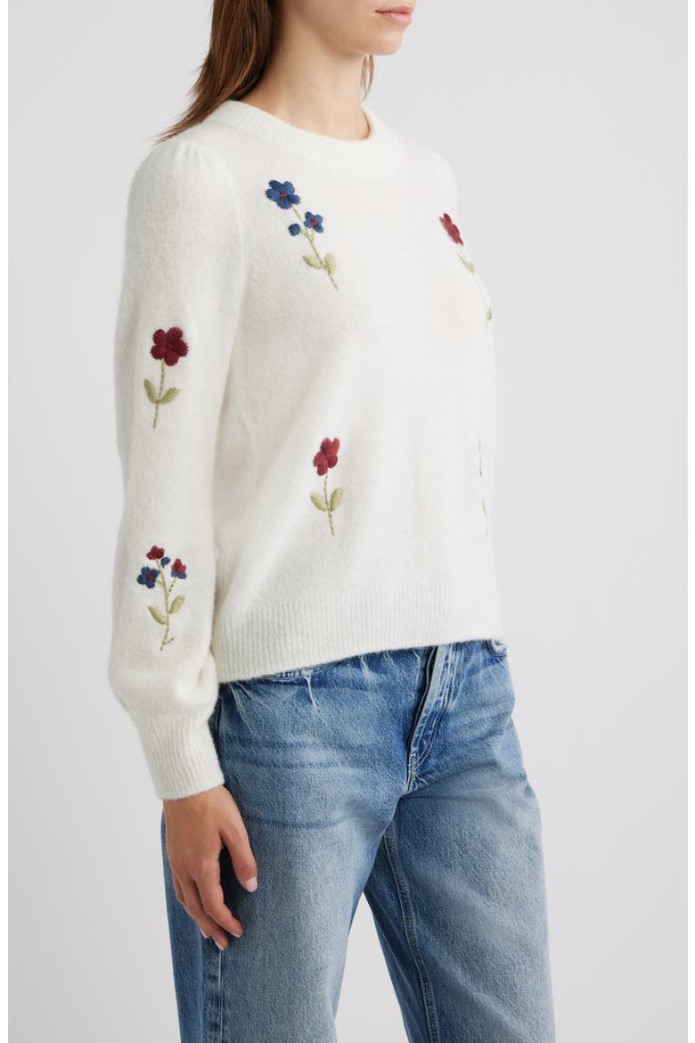 Avila Flower Embroidered Sweater, Alternate, color, GARDEN EMBROIDERY