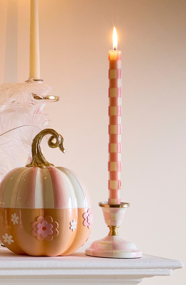 MACKENZIE CHILDS Small Rosy Check Candlestick Holder, Alternate, color, Rosy