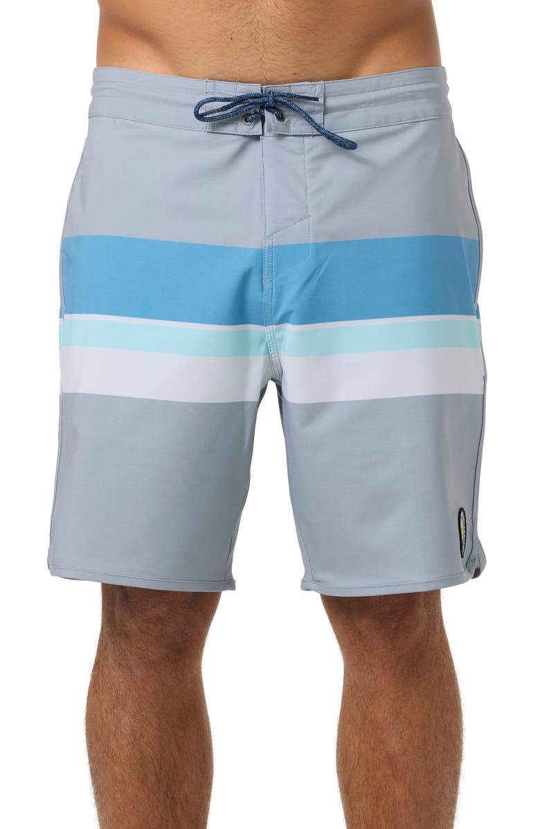 O'Neill Cruzer Stripe Scallop Swim Trunks, Main, color, Light Grey 2