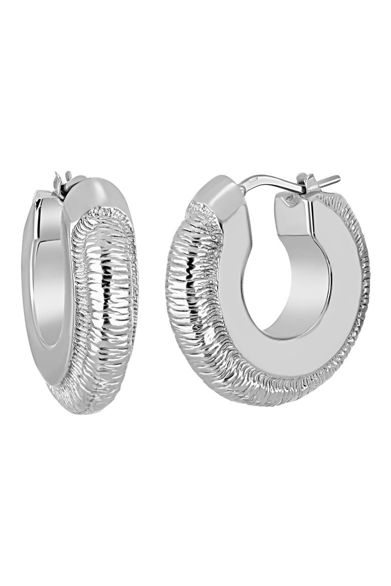 14k Gold Textured Hoop Earrings, Main, color, 14K WHITE GOLD