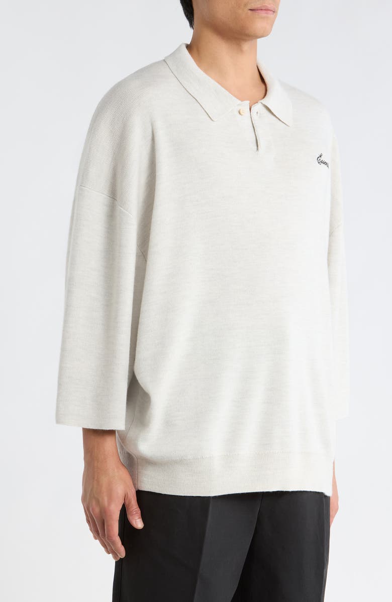 Fear of God Essentials Signature Wool Polo Sweater, Alternate, color, Heather Oatmeal