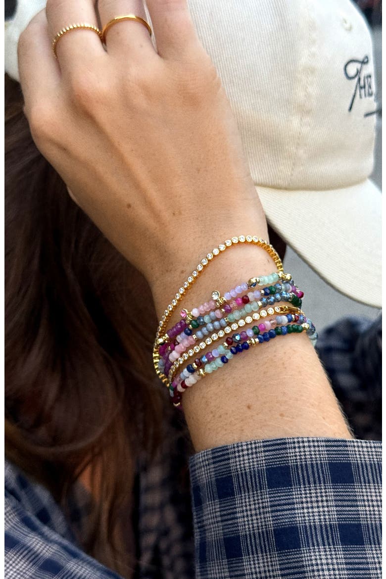 Indya Assorted 5-Pack Semiprecious Stone Bracelets, Alternate, color, PINK MULTI