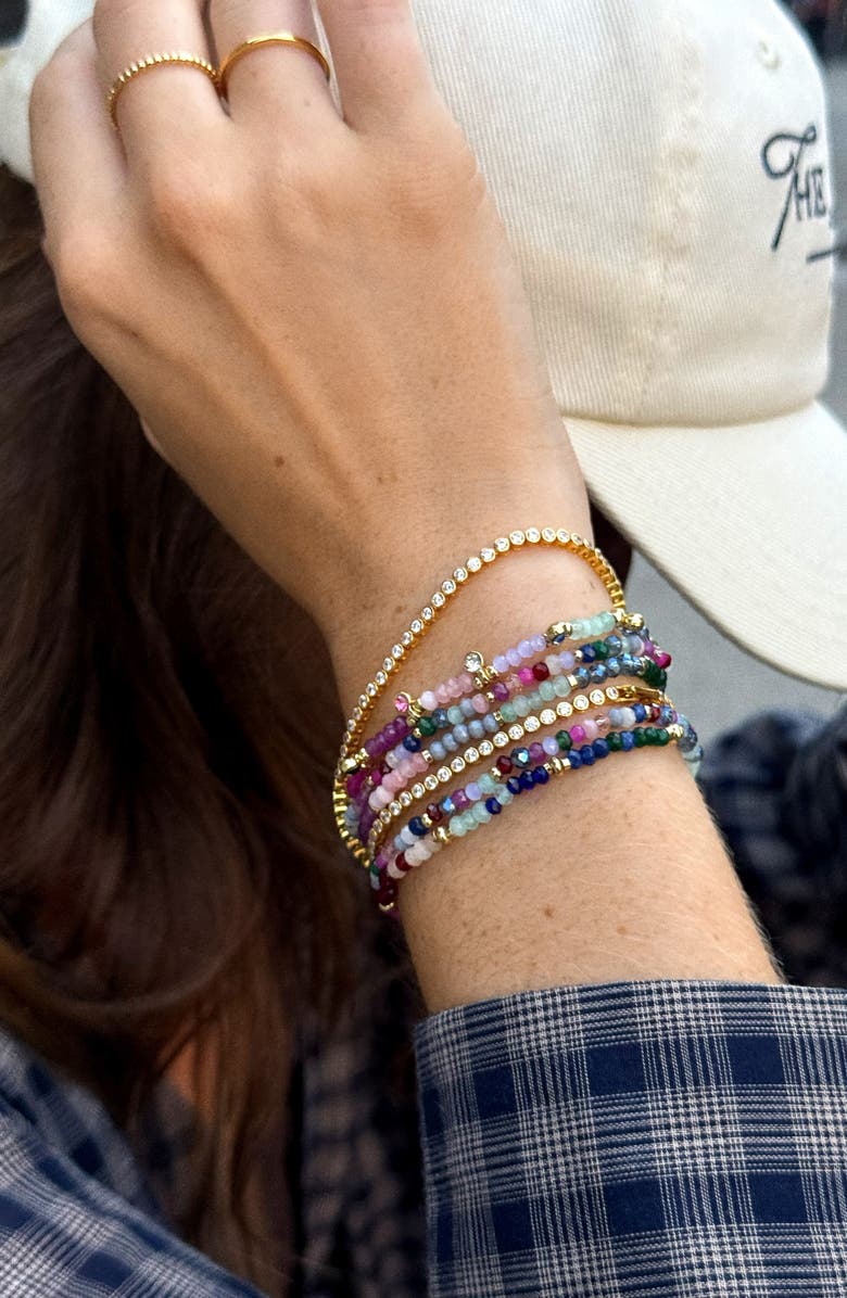 BaubleBar Indya Assorted 5-Pack Semiprecious Stone Bracelets, Alternate, color, Pink Multi