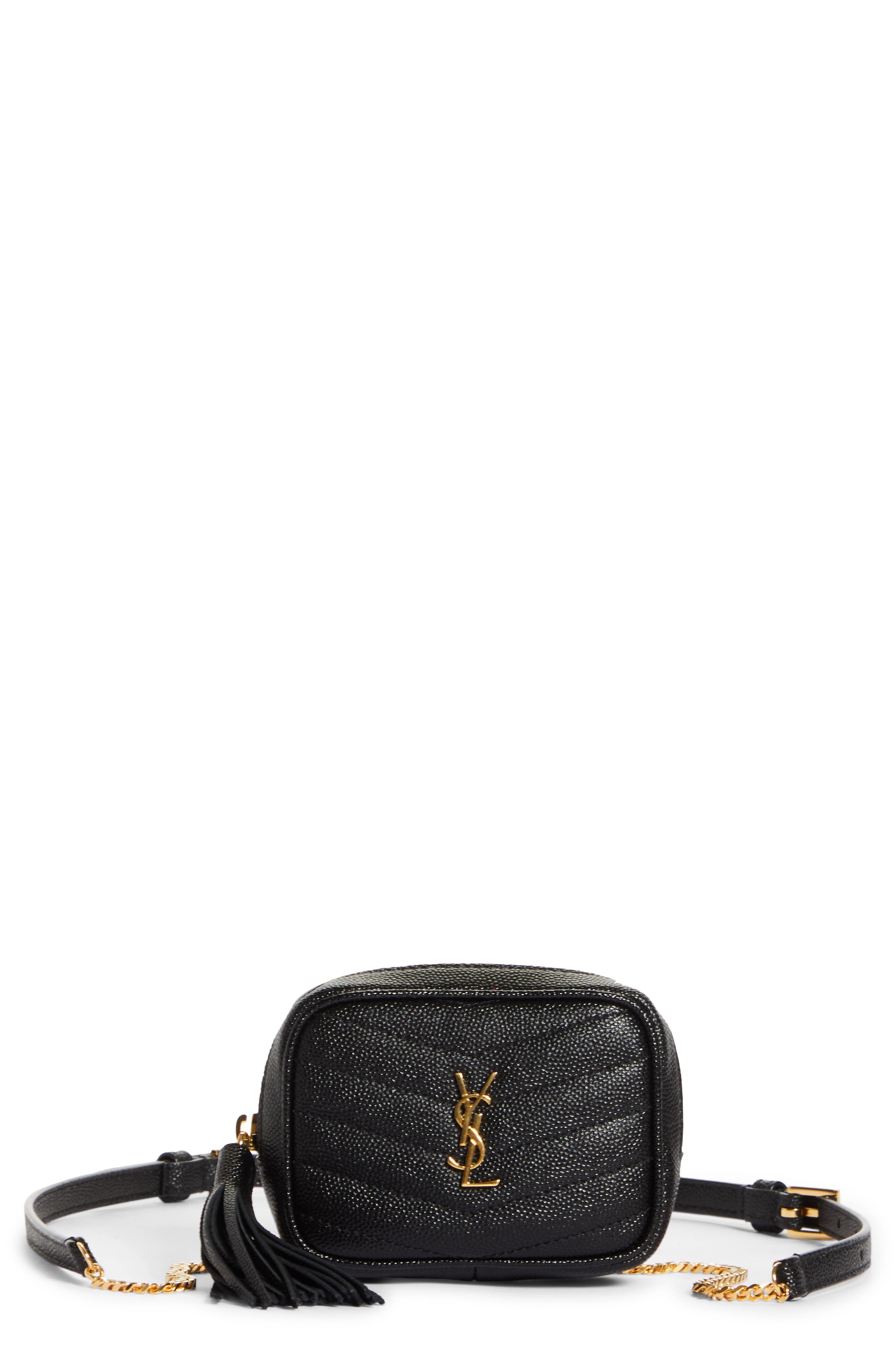 Saint Laurent Matelassé Leather Belt Bag, Main, color, 