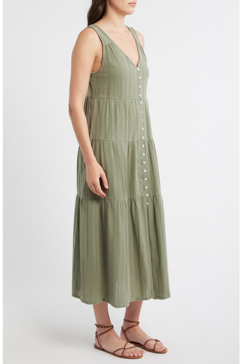 Corinne Tiered Sleeveless Cotton Midi Dress, Alternate, color, SAGE