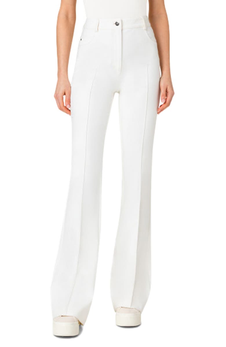 Akris Farid High Waist Cotton & Silk Blend Pants, Main, color, Ecru