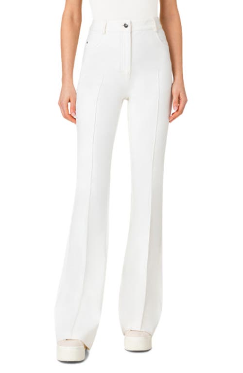 Akris High-rise Bootcut Cotton-silk Pants In White