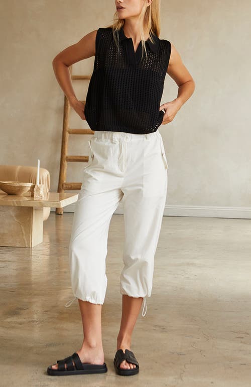 Crescent Netted Knit Top In Black