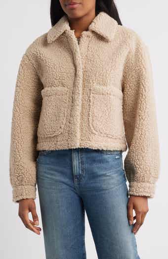 Lucky Brand Patch Pocket Faux Fur Crop Jacket