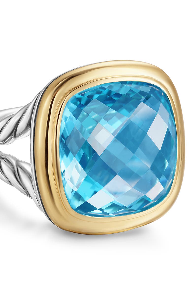 David Yurman Albion<sup>®</sup> Ring in Sterling Silver with 18K Yellow Gold & Blue Topaz, 15mm, Alternate, color, Blue Topaz