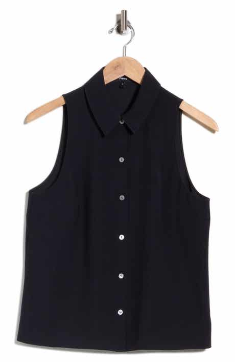Sleeveless Shirt with Spread Collar