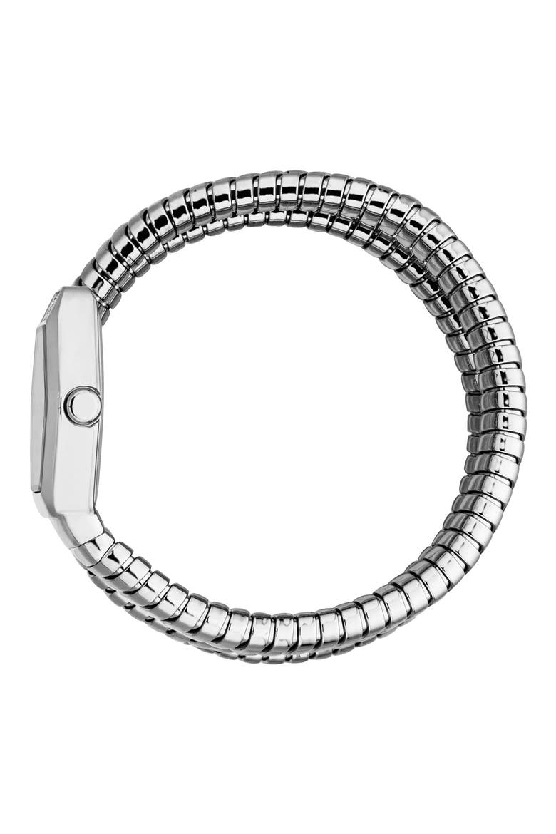 Romina Snake Wraparound Bracelet Watch, 22.5mm x 28.5mm, Alternate, color, SILVER