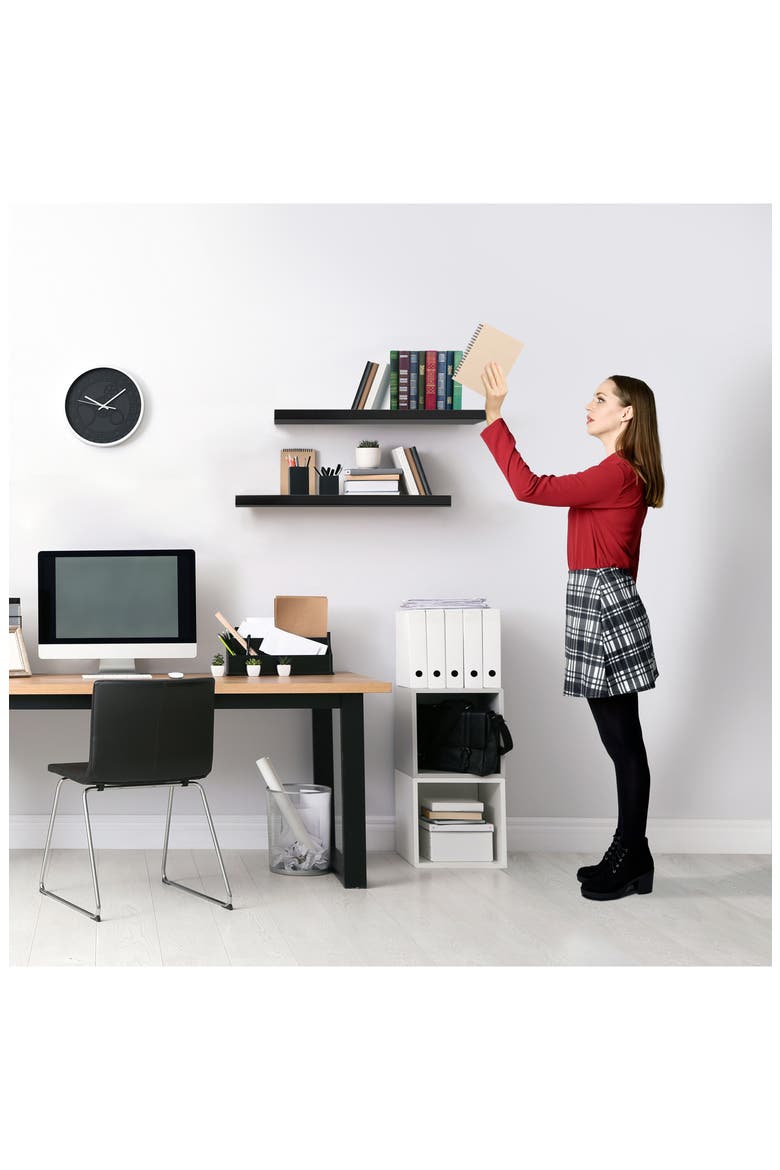 Set of 3 24-Inch Floating Shelves, Alternate, color, BLACK