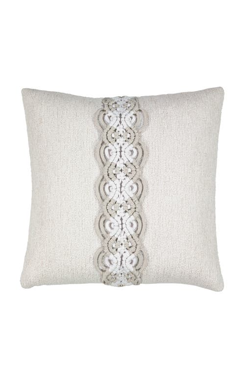 Elaine Smith Distinct Oyster Hand Macrame & Chenille Indoor & Outdoor Woven Accent Pillow