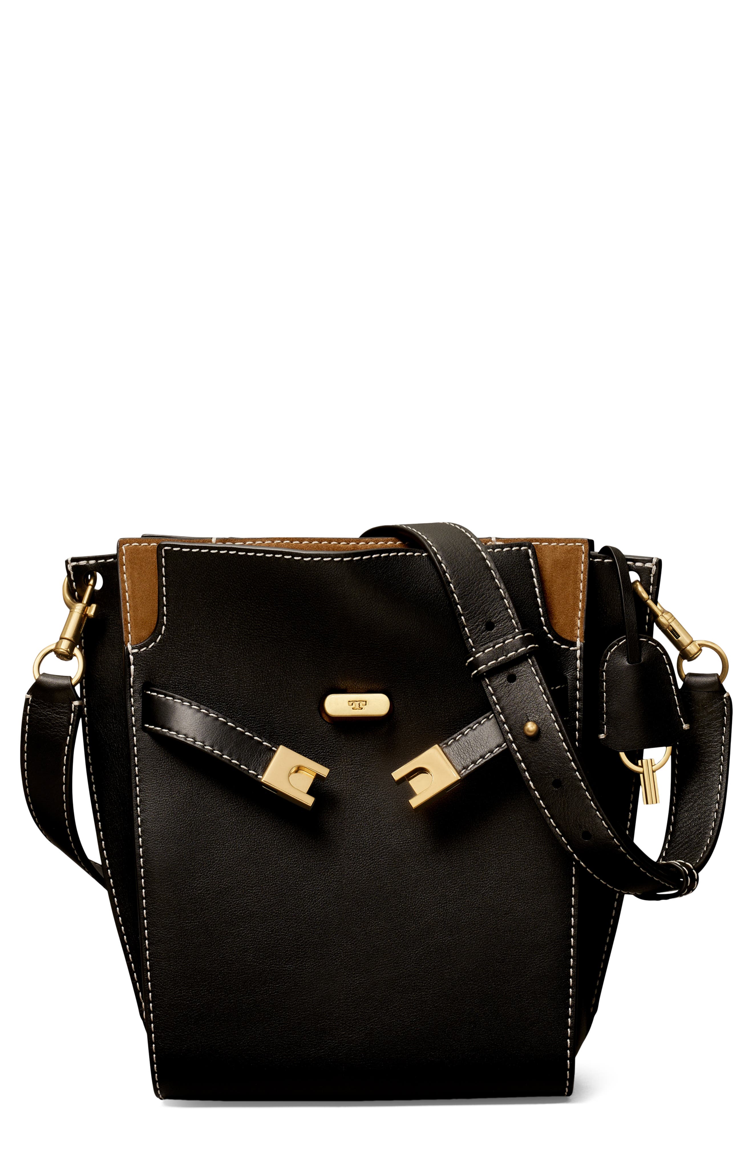 Tory Burch Lee Radziwill Leather Double Bucket Bag, Main, color, 