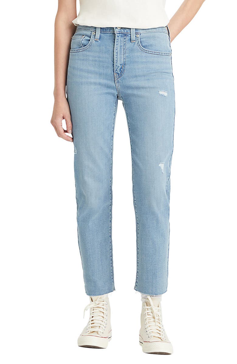 Levi's<sup>®</sup> 724 High Rise Raw Hem Straight Leg Jeans, Main, color, 