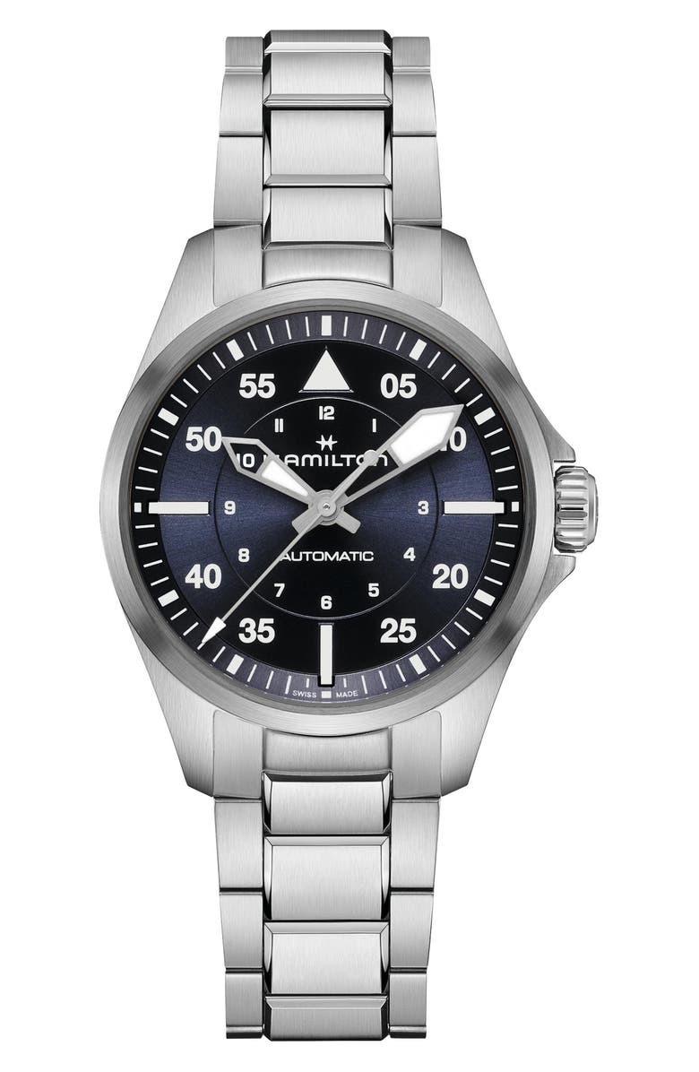 Hamilton Khaki Aviation Pilot Automatic Bracelet Watch, 36mm, Main, color, Blue