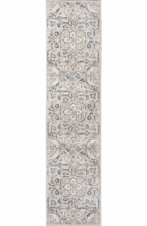 Edith Distressed Medallion Low-Pile Machine-Washable Area Rug