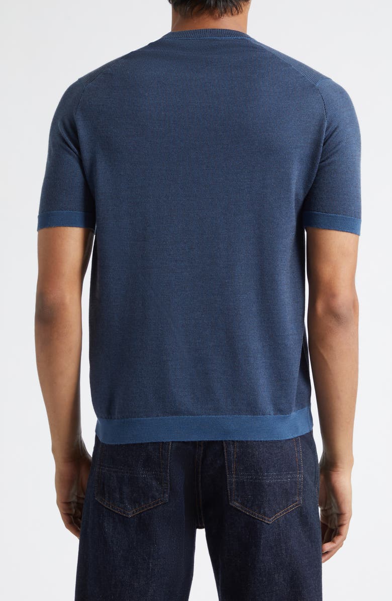 John Smedley Roderick Merino Wool Short Sleeve Crewneck Sweater, Alternate, color, Teal Firth/ Hep Smk