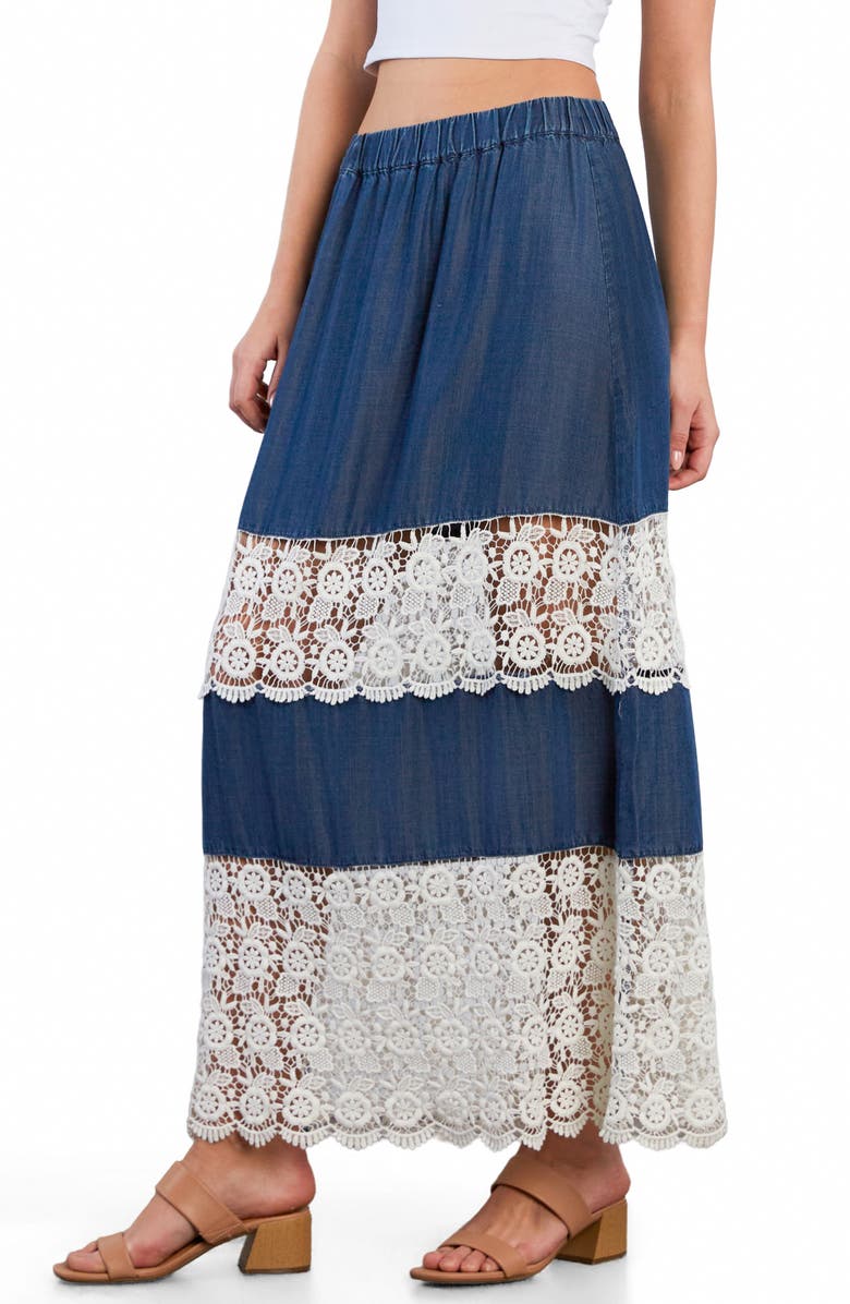 Wash Lab Denim Light Veil Maxi Skirt, Alternate, color, Denim