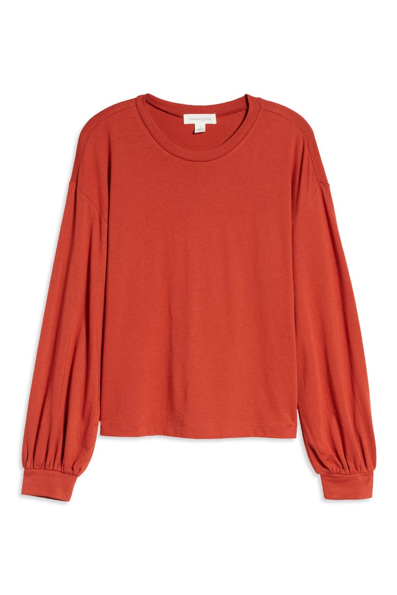 Blouson Sleeve Knit Top, Alternate, color, RED OCHRE
