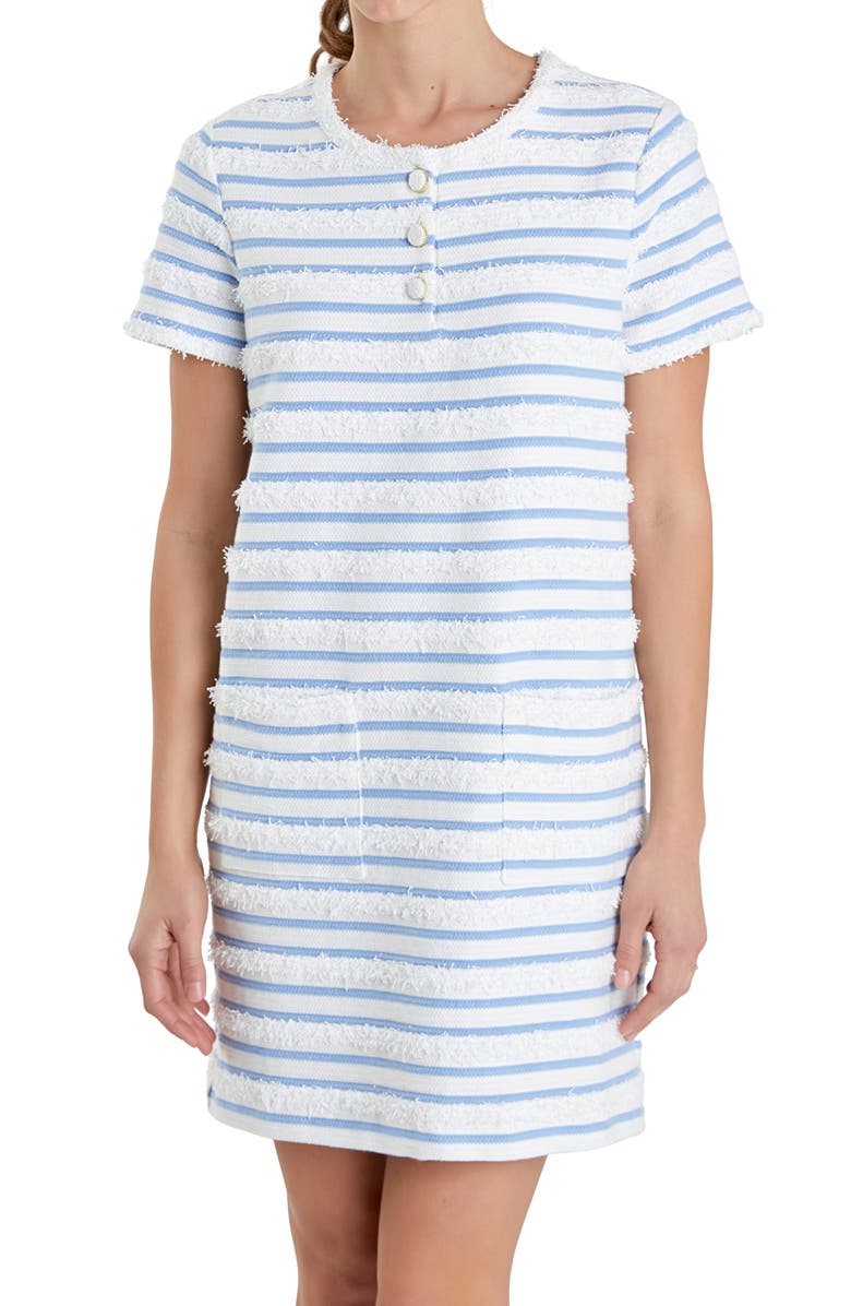 English Factory Fringe Stripe Shift Minidress, Alternate, color, 