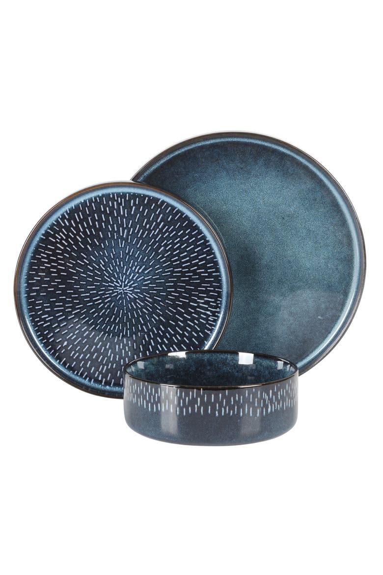 Matisse Moderna Stoneware Reactive Glaze Dinnerware Set - Cobalt, Alternate, color, Blue