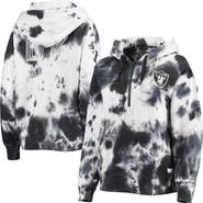 DKNY SPORT Women's DKNY Sport White/Black Las Vegas Raiders Dakota Oversized Tie-Dye Half-Zip Hoodie