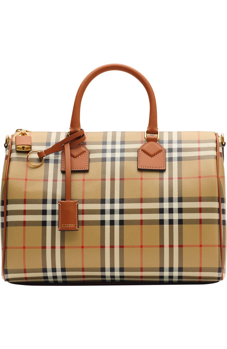 Burberry Medium Check Bowling Bag, Main, color,