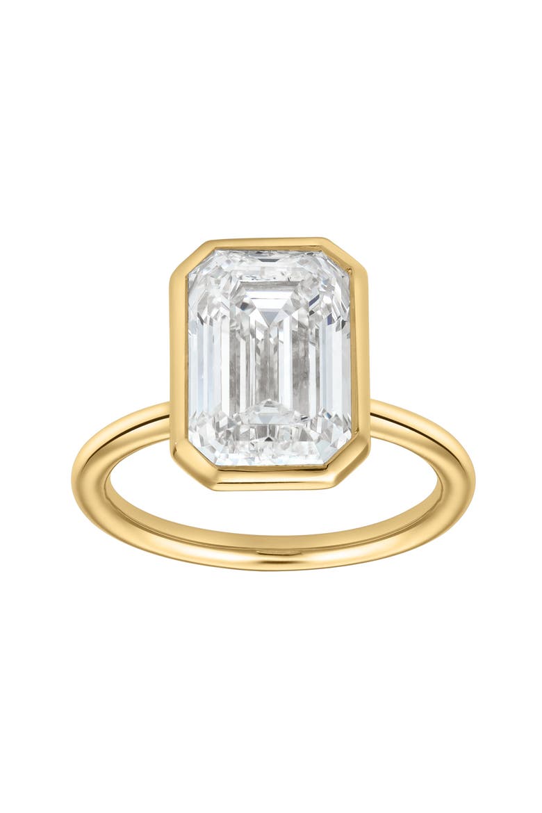 Alessia 14K Gold Emerald Cut Lab Grown Diamond Bezel Solitaire Engagement Ring - 3 cts, Alternate, color, 14K Yellow Gold