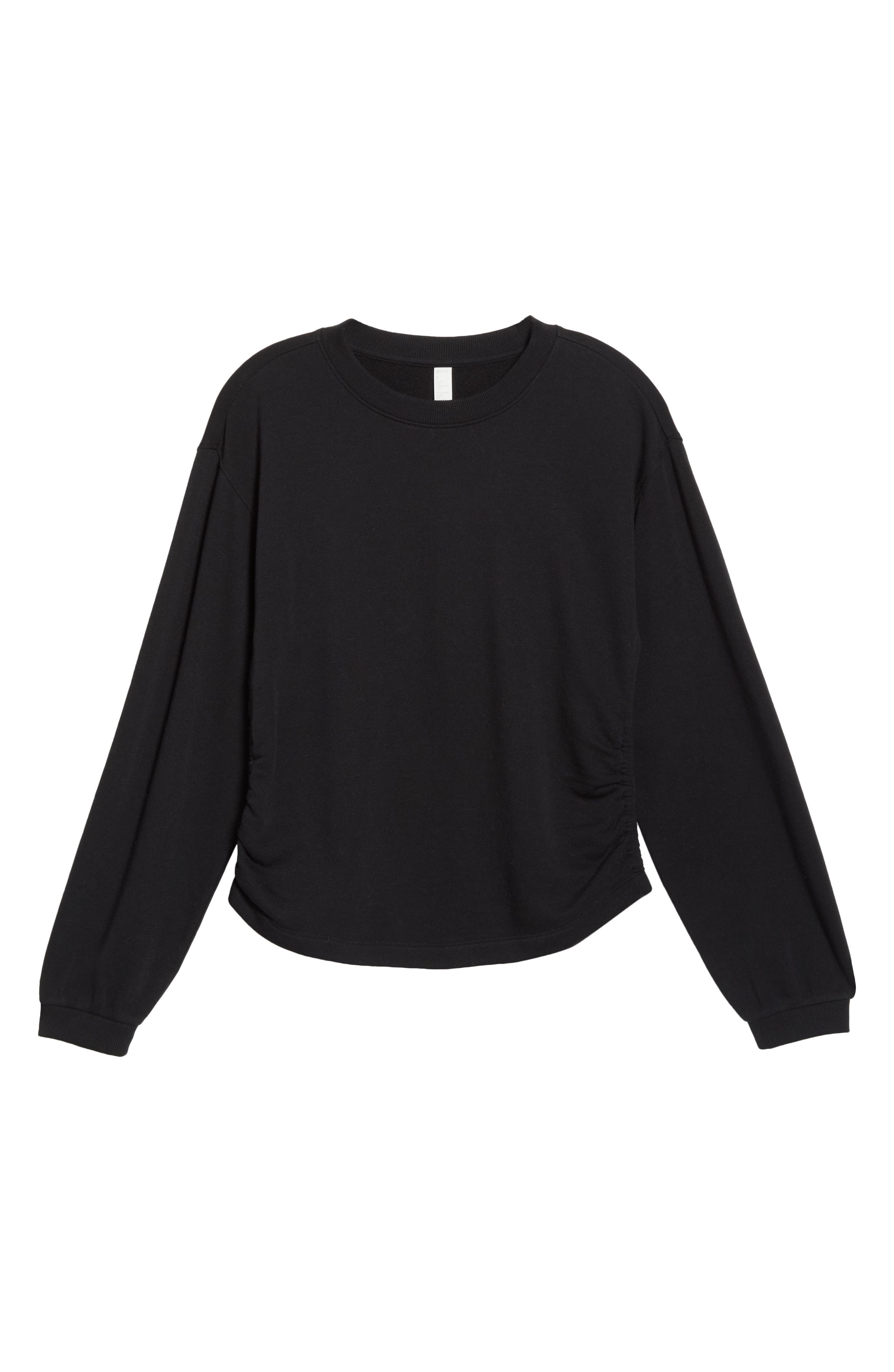 Lサイズ 黒 ガルドン トレーナー Zella Ruched Side Cotton Blend French Terry Sweatshirt (Women