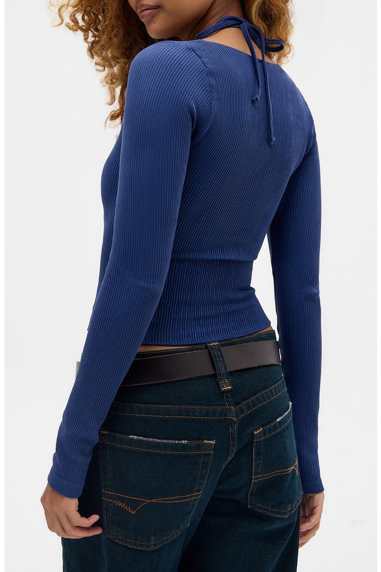 Seeing Double Layered Look Rib Knit Top, Alternate, color, BLUE