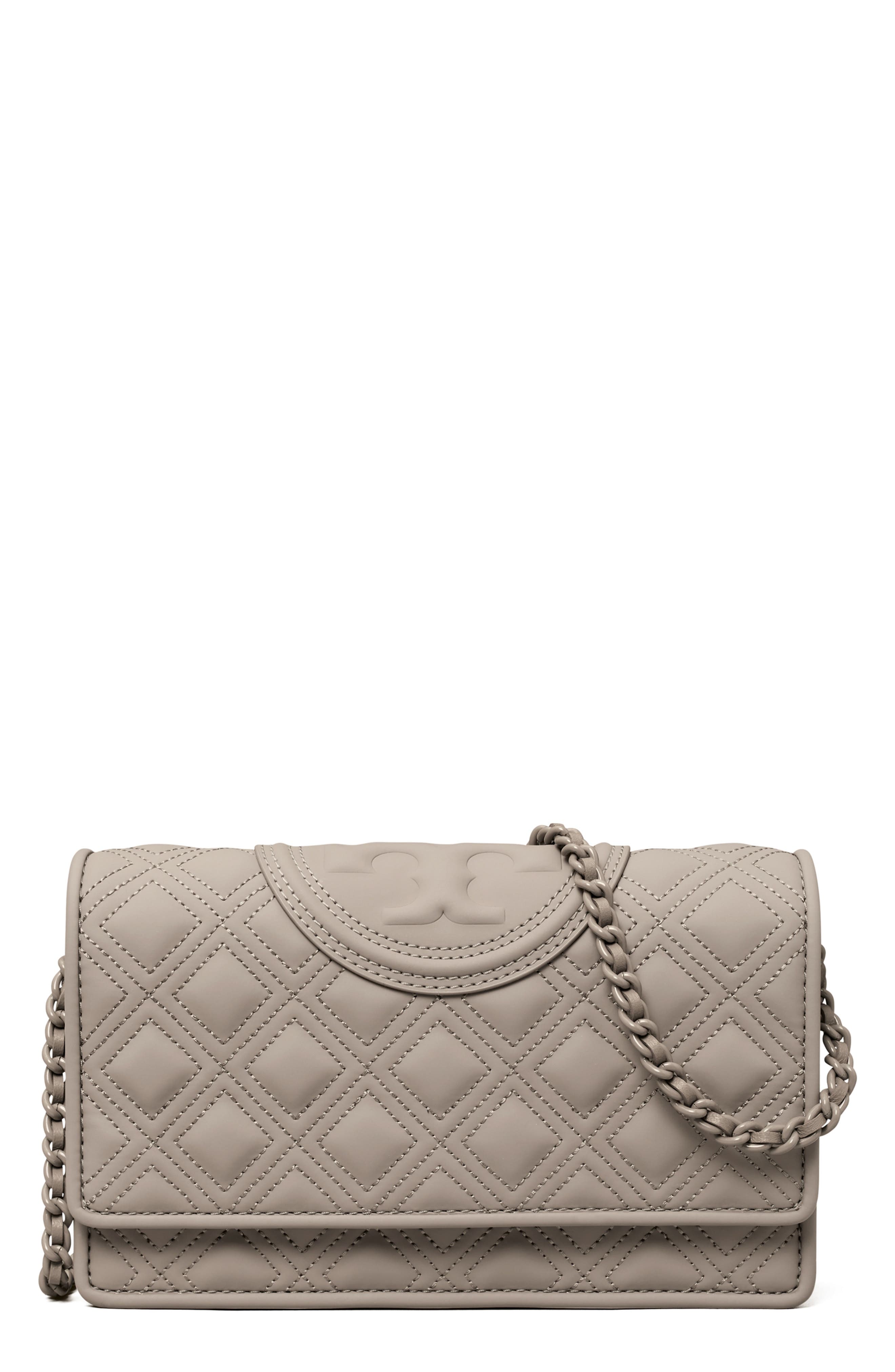 Fleming Matte Wallet on a Chain, Main, color, GRAY HERON