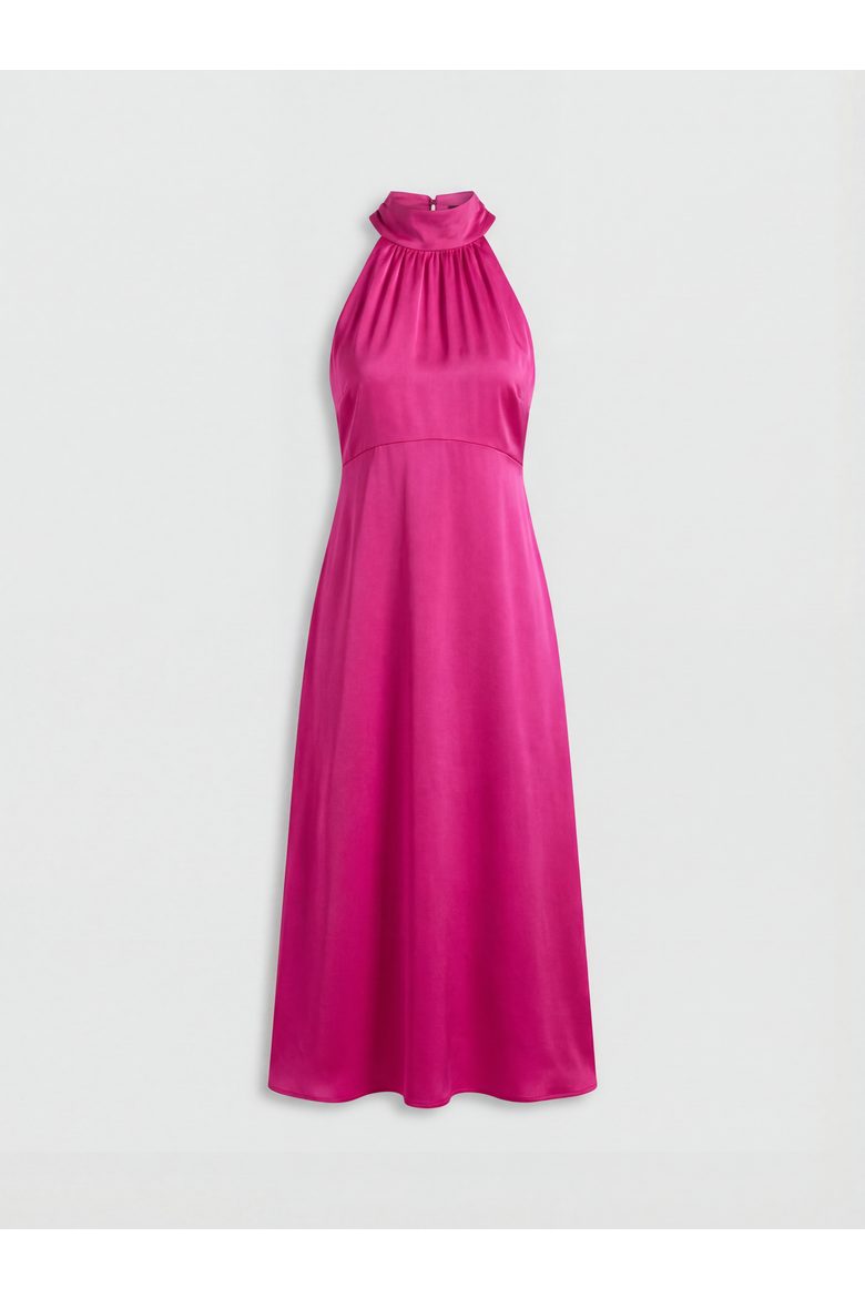 Midi Bridesmaid Midi Dress, Alternate, color, Bright Pink
