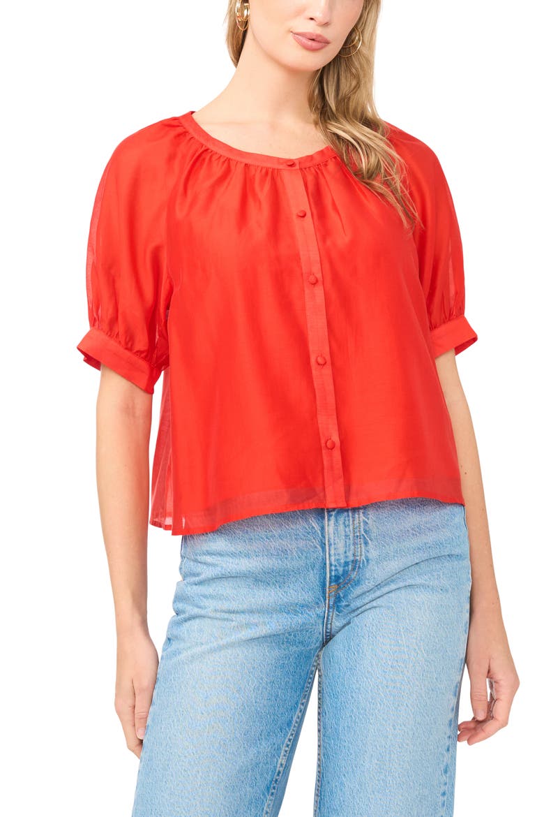 Puff Sleeve Top, Main, color, LOBSTER RED
