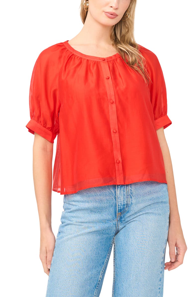 Vince Camuto Puff Sleeve Top, Main, color, Lobster Red