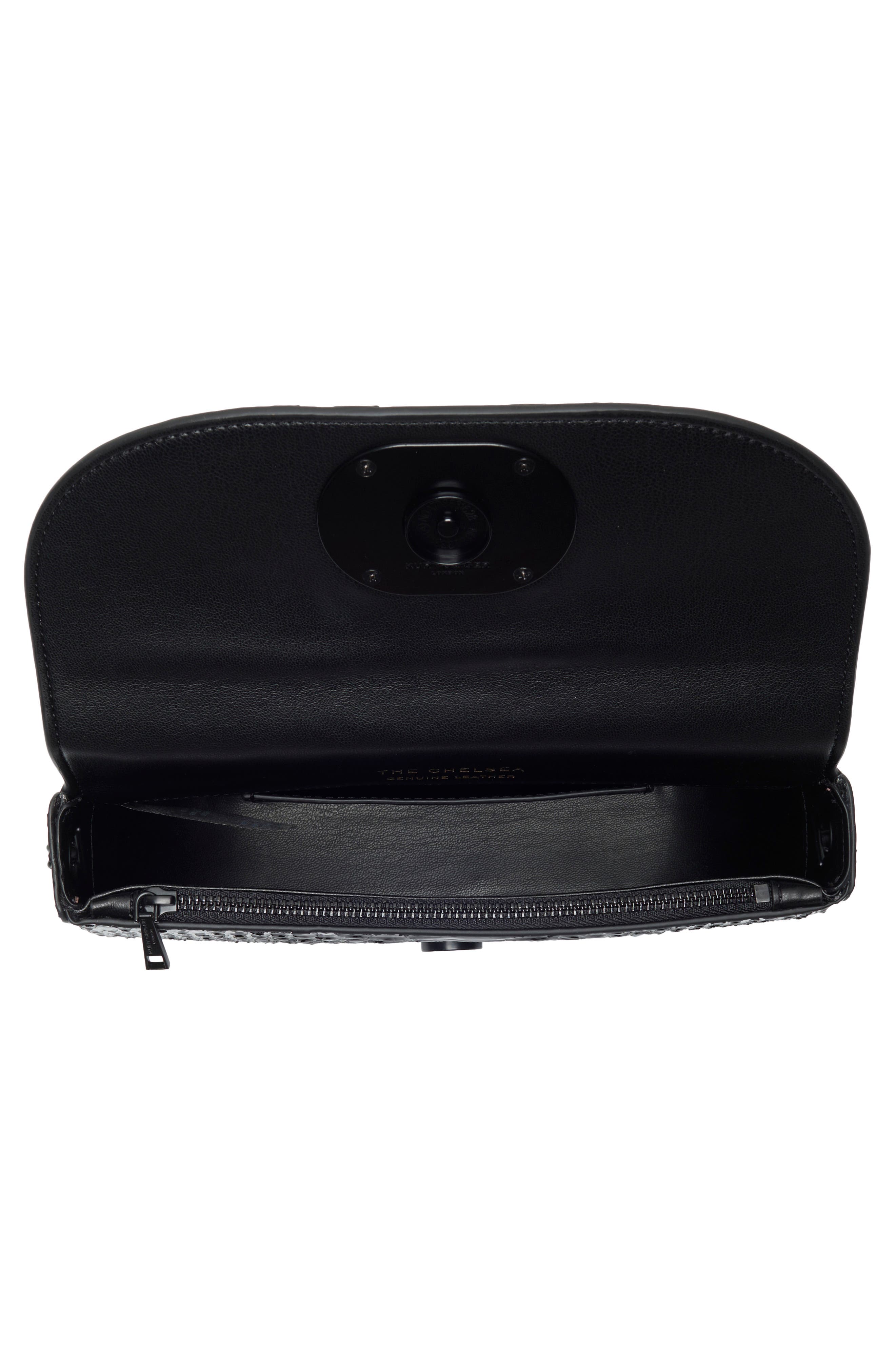 Kurt Geiger London Small Chelsea Croc Embossed Leather Crossbody Bag, Alternate, color, Black