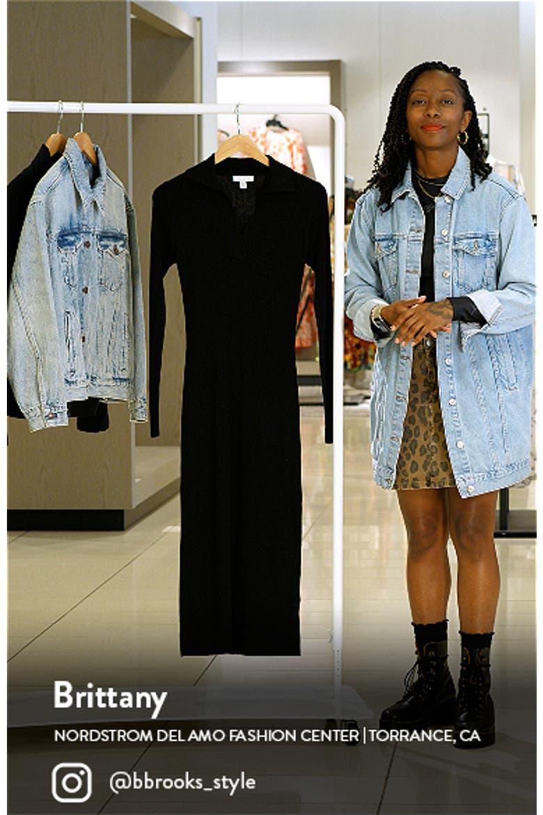 Collar Long Sleeve Sweater Dress video